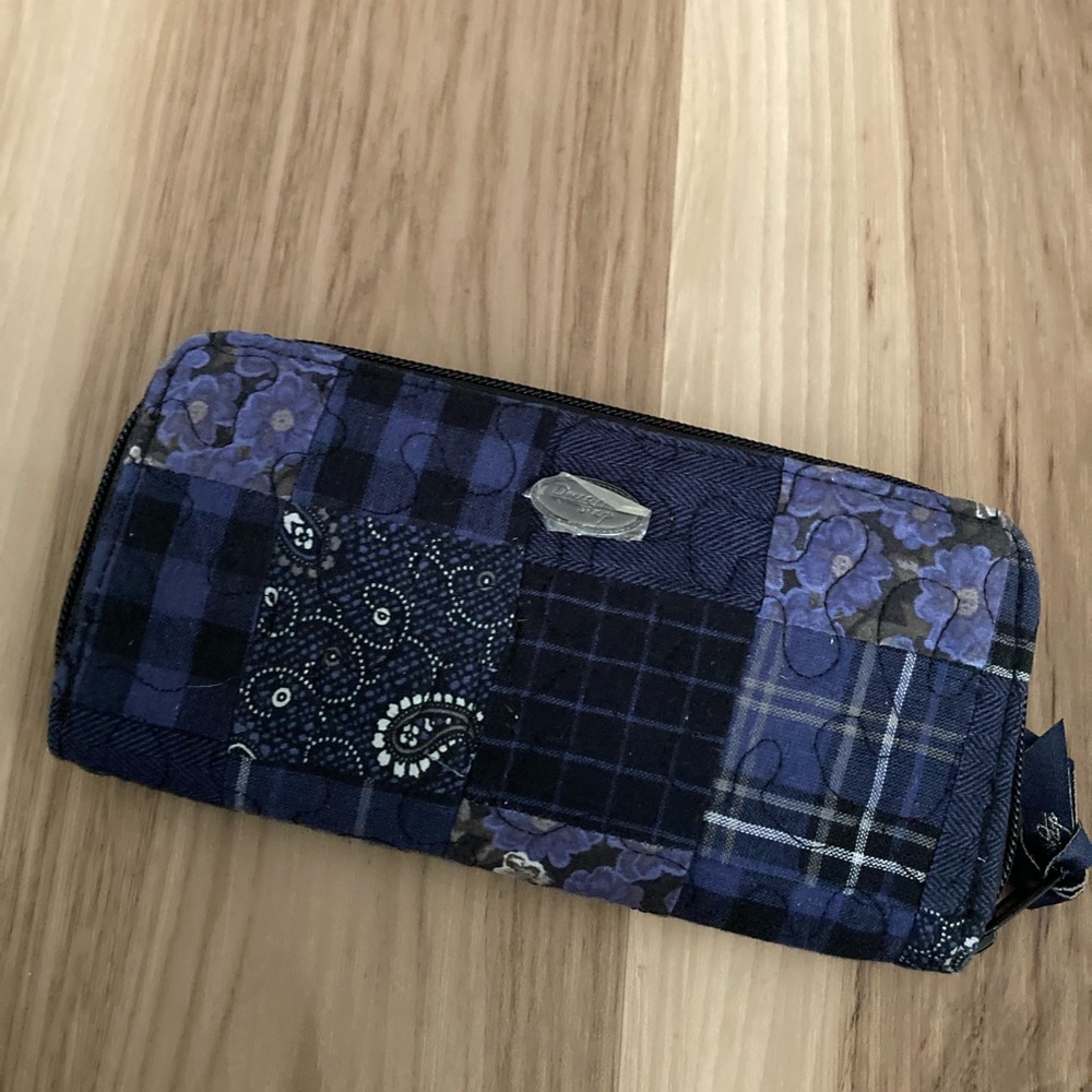 Donna Sharp Quilted Purple Black  Patchwork  Trifold Wallet